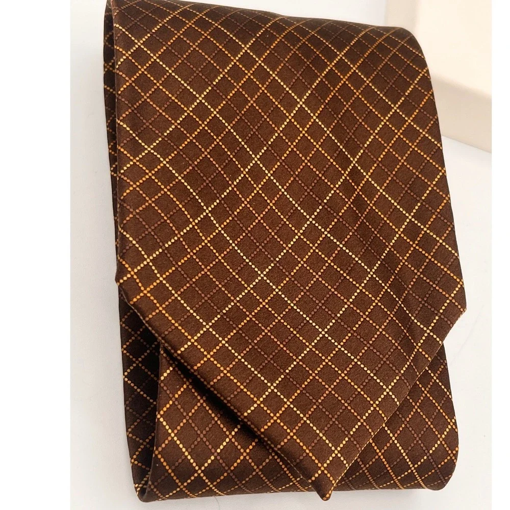 VITALIANO PANCALDI 100% Silk‎ Brown Necktie Made in Italy 60 inch
